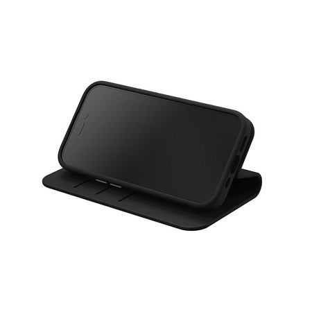 Moshi Overture MagSafe - Skórzane etui 3w1 z klapką iPhone 15 Plus (Midnight Black)