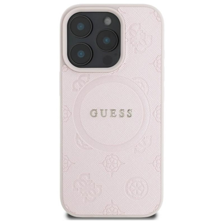 Guess Saffiano Peony Classic Logo MagSafe - Etui iPhone 16 Pro Max (różowy)