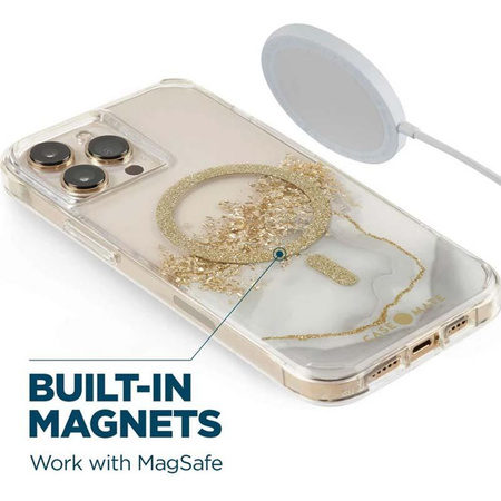 Case-Mate Karat MagSafe - Etui iPhone 14 Pro Max zdobione złotem (Marble)