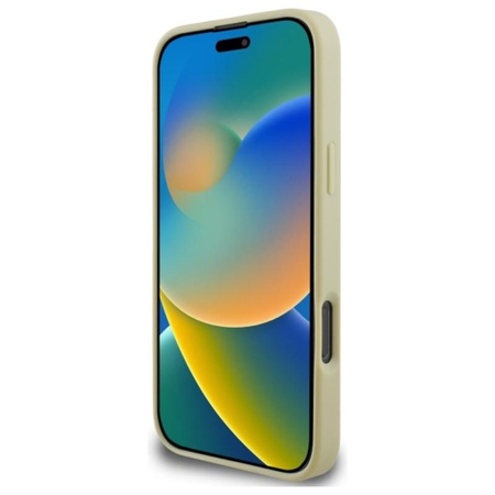 Guess Saffiano Peony Classic Logo MagSafe - Etui iPhone 16 Pro Max (złoty)