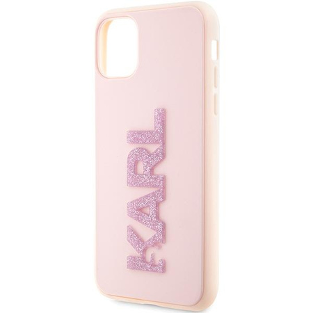 Karl Lagerfeld 3D Rubber Glitter Logo - Etui iPhone 11 (Różowy)