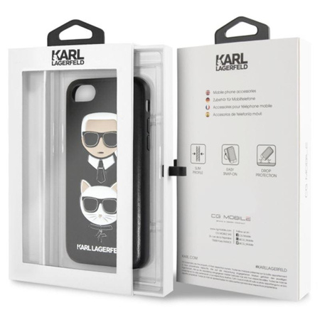 Karl Lagerfeld Embossed Case Karl & Choupette - Etui iPhone SE 2020 / 8 / 7 (czarny)