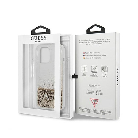 Guess Liquid Glitter Charms - Etui iPhone 13 Pro Max (złoty)