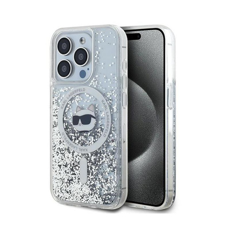 Karl Lagerfeld Liquid Glitter Choupette Head MagSafe - Etui iPhone 13 Pro (przezroczysty)