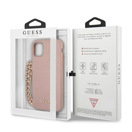 Guess Saffiano Chain - Etui iPhone 11 (różowy)