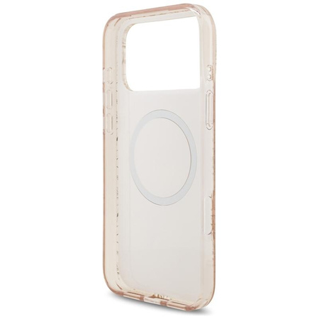 Guess IML Flowers Electro Pearl Strap MagSafe - Etui iPhone 17 Pro Max (różowy)