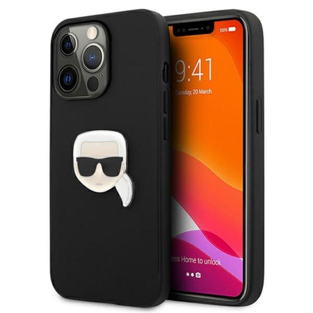 Karl Lagerfeld PU Leather Karl's Head Metal - Etui iPhone 13 Pro (czarny)