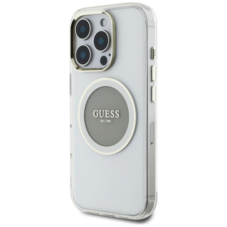 Guess IML Metal Colored Circle Classic Logo MagSafe - Etui do iPhone 16 Pro (szary)