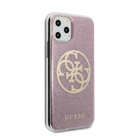 Guess Circle Glitter 4G - Etui iPhone 11 Pro (różowy)