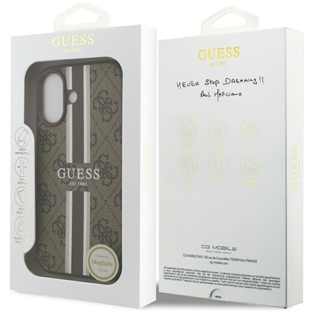 Guess 4G Printed Stripes MagSafe - Etui iPhone 17 (brązowy)