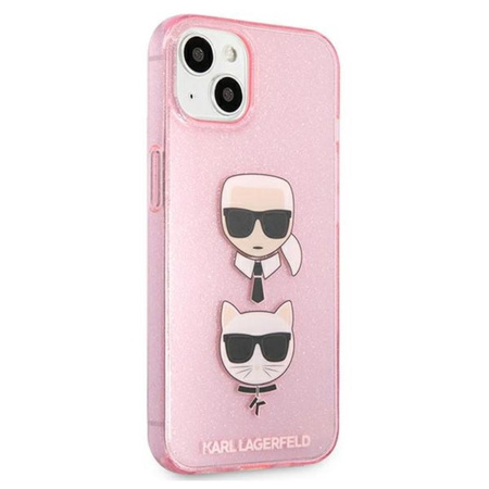 Karl Lagerfeld Glitter Karl & Choupette Head - Etui iPhone 13 mini (różowy)