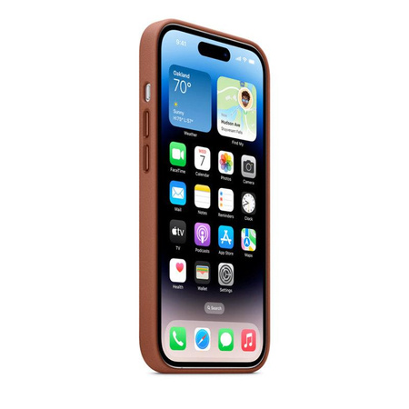 Apple Leather Case - Skórzane etui z MagSafe do iPhone 14 Pro (umbra)