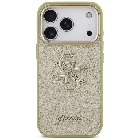 Guess Fixed Glitter Big 4G Metal Frame - Etui iPhone 17 Pro (złoty)