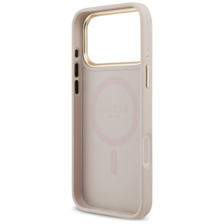 Guess Grained Strass Logo MagSafe - Etui iPhone 17 Pro Max (różowy)