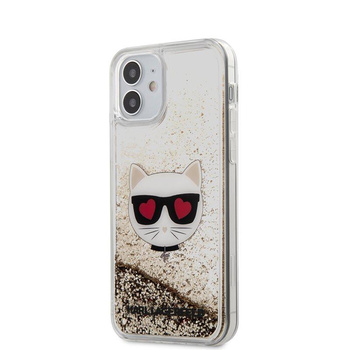 Karl Lagerfeld Liquid Glitter Choupette - Etui iPhone 12 Mini (złoty)