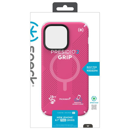Speck Presidio2 Grip MagSafe - Antypoślizgowe etui iPhone 14 Pro Max (Digitalpink / Blossompink / White)
