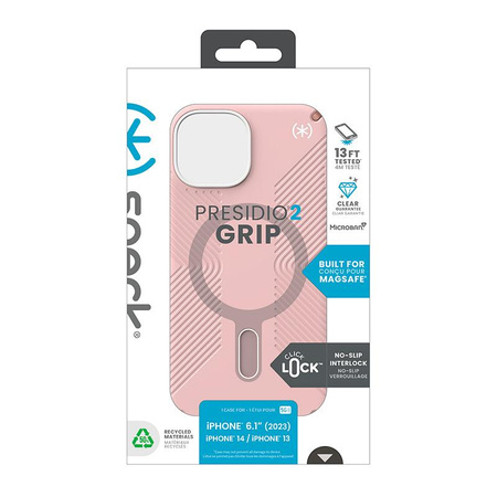 Speck Presidio2 Grip ClickLock & MagSafe - Etui iPhone 16e / iPhone 15 / iPhone 14 / iPhone 13 (Dahlia Pink / Rose Copper)