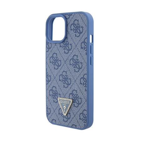 Guess Leather 4G Triangle Strass - Etui iPhone 15 (niebieski)