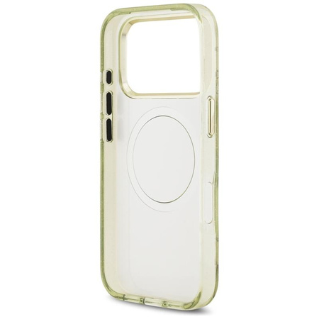 Guess IML Glitter Flowers Triangle MagSafe - Etui iPhone 17 Pro (zielony)