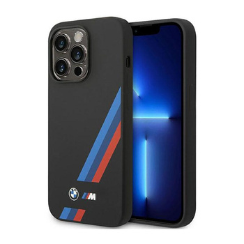 BMW Silicone Slanted Stripes - Etui iPhone 14 Pro (czarny)
