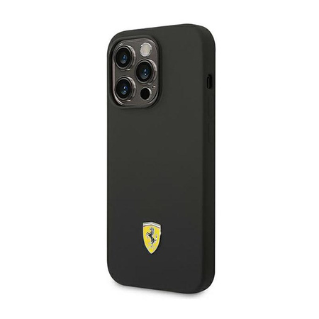 Ferrari Liquid Silicone Case Metal Logo MagSafe – Etui iPhone 14 Pro (Czarny)