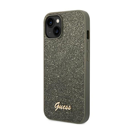 Guess Glitter Flakes Metal Logo Case – Etui iPhone 14 (zielony)