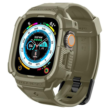 Spigen Rugged Armor Pro - Pasek z obudową do Apple Watch Ultra 49 mm (Vintage Khaki)