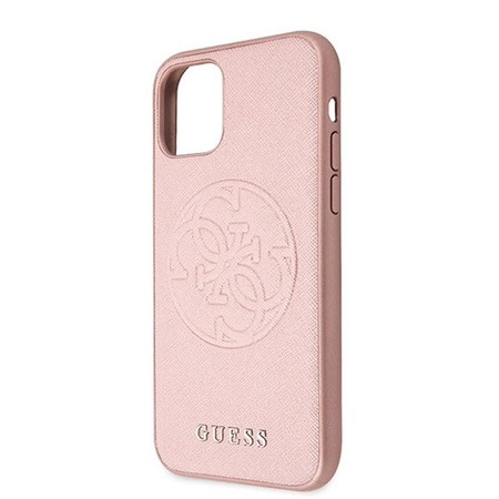 Guess Saffiano 4G Circle Logo - Etui iPhone 11 Pro Max (różowy)