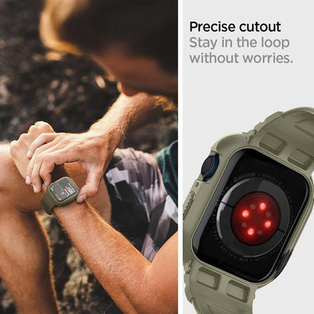 Spigen Rugged Armor Pro - Pasek z obudową do Apple Watch 44/45 mm (Vintage Khaki)