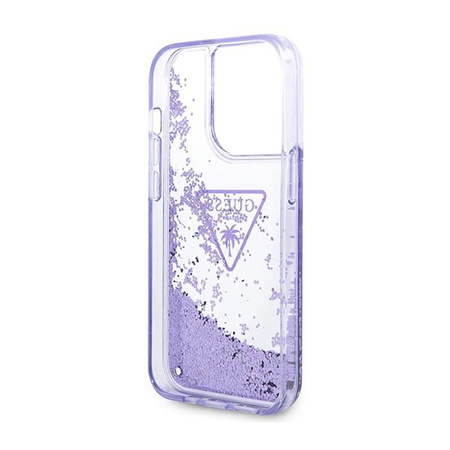 Guess Liquid Glitter Triangle Logo Case – Etui iPhone 14 Pro (fioletowy)