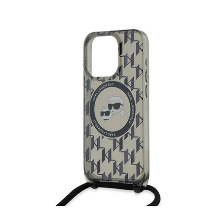 Karl Lagerfeld IML Crossbody Monogram Karl & Choupette Head MagSafe - Etui iPhone 15 Pro Max (czarny)