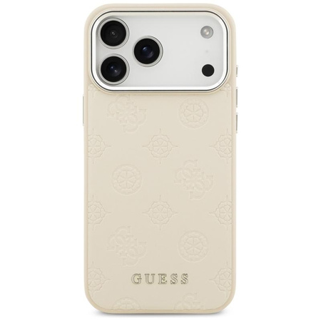 Guess Peony Hot Stamp Script MagSafe - Etui iPhone 17 Pro Max (beżowy)