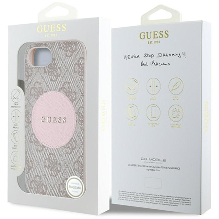 Guess 4G Circle Classic Logo MagSafe - Etui do iPhone 16e (różowo)