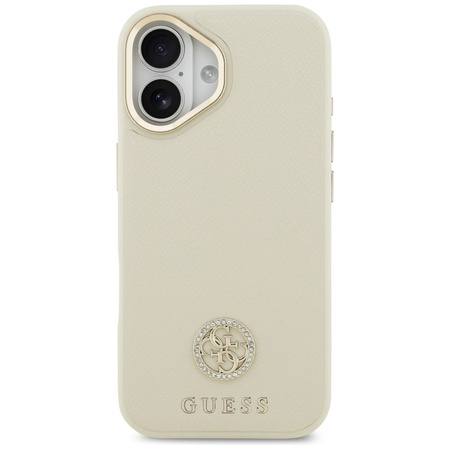 Guess Grained Strass Logo MagSafe - Etui iPhone 17 (beżowy)