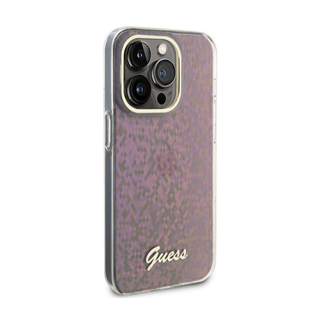 Guess IML Faceted Mirror Disco Iridescent - Etui iPhone 15 Pro Max (różowy)