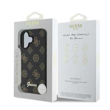 Guess Peony Script MagSafe - Etui iPhone 16 Plus (czarny)