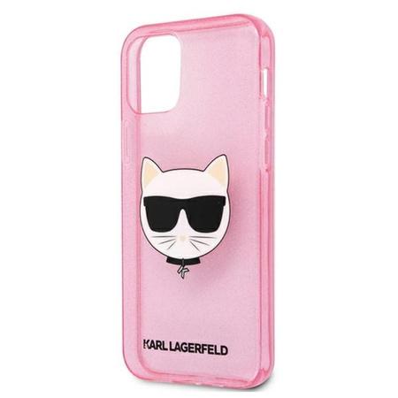 Karl Lagerfeld Choupette Head Glitter - Etui iPhone 12 Pro Max (różowy)