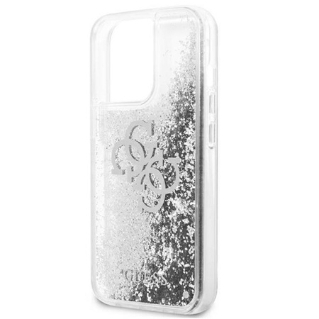 Guess Liquid Glitter 4G Big Logo - Etui iPhone 13 Pro Max (srebrny)