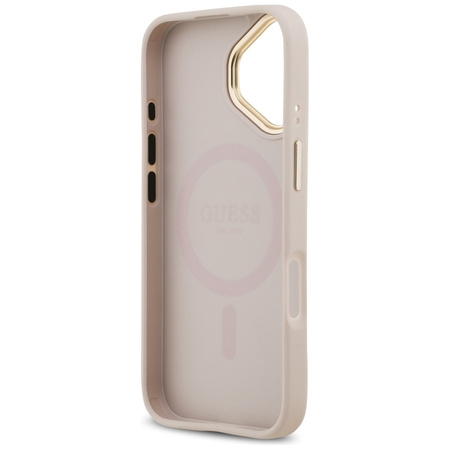 Guess Grained Strass Logo MagSafe - Etui iPhone 17 (różowy)