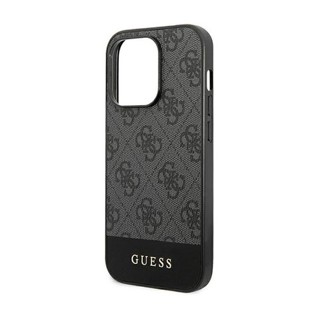 Guess 4G Bottom Stripe Metal Logo Collection - Etui iPhone 14 Pro (szary)