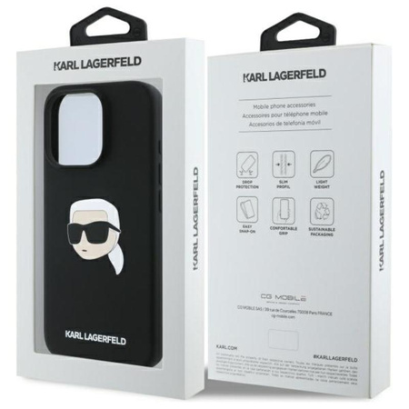 Karl Lagerfeld Silicone Karl Head Print MagSafe - Etui iPhone 16 Pro (czarny)