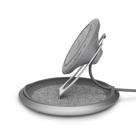 Moshi Lounge Q Wireless Charging Stand – Bezprzewodowa ładowarka indukcyjna Qi do iPhone i Android 15W (Nordic Gray)