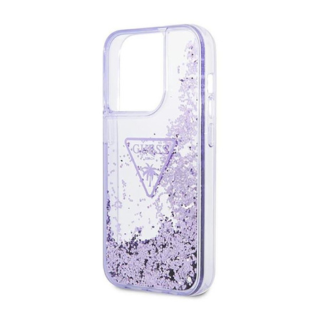 Guess Liquid Glitter Triangle Logo Case – Etui iPhone 14 Pro (fioletowy)