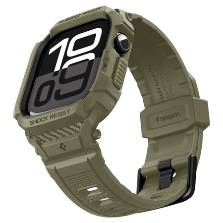 Spigen Rugged Armor Pro V2 – Pasek z obudową do Apple Watch 10 / 11 46 mm (Vintage Khaki)