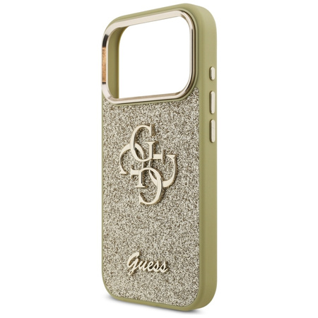 Guess Fixed Glitter Big 4G Metal Frame - Etui iPhone 17 Pro (złoty)