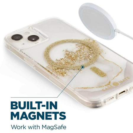 Case-Mate Karat MagSafe - Etui iPhone 14 zdobione złotem (Marble)