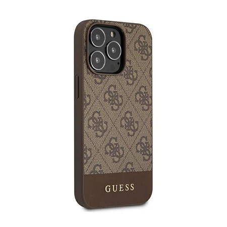 Guess 4G Bottom Stripe Collection - Etui iPhone 13 Pro (brązowy)
