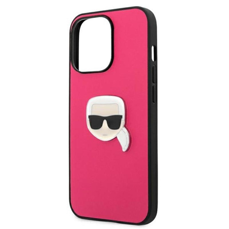 Karl Lagerfeld PU Leather Karl's Head Metal - Etui iPhone 13 Pro (różowy)
