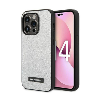 Karl Lagerfeld Glitter Plaque Logo - Etui iPhone 14 Pro (srebrny)