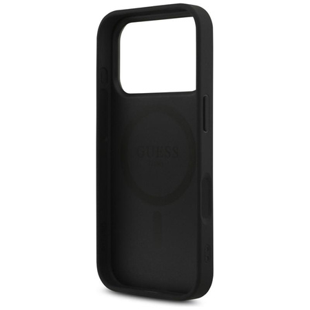 Guess Leather 4G Triangle Strass MagSafe - Etui iPhone 17 Pro (czarny)